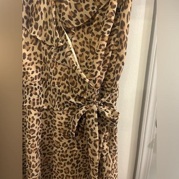 Liz & Co Maxi Dress Women’s 14 Animal Print Cheetah Leopard Ruffle Bow Flowy - Picture 6 of 11